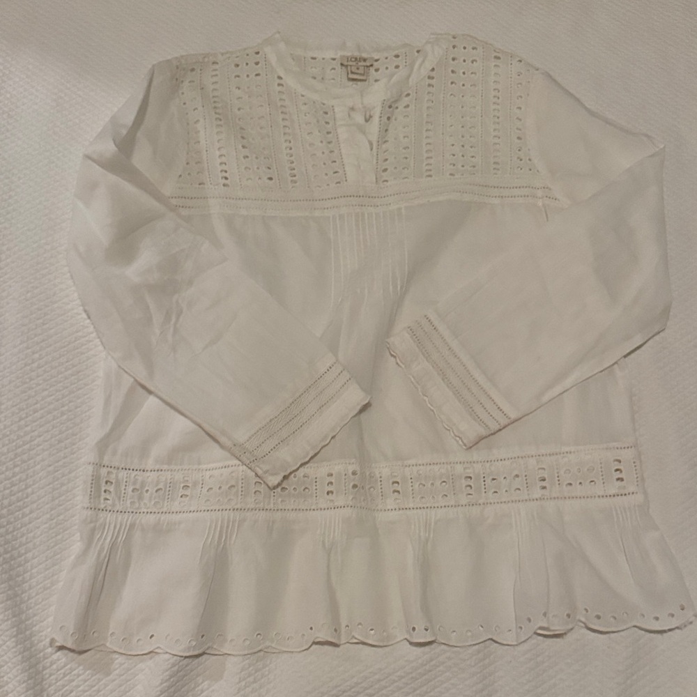 J crew White Eyelet Blouse